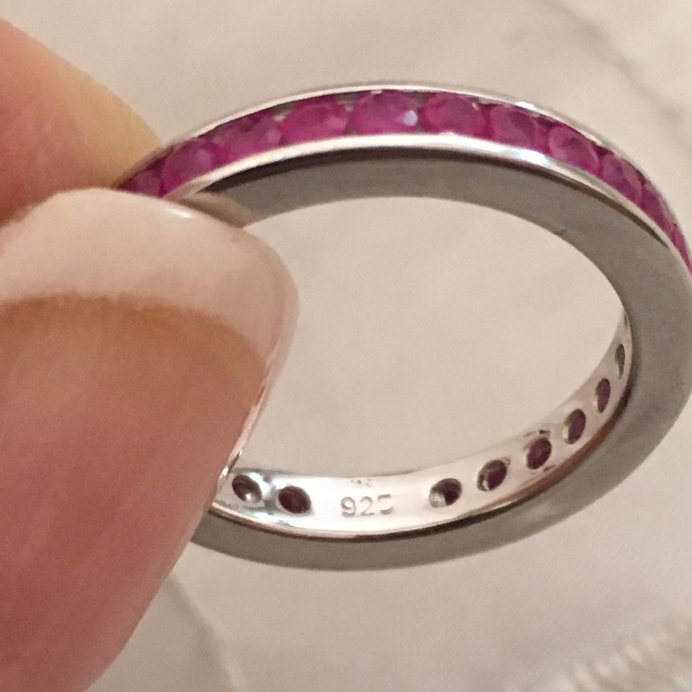 Ruby Eternity Band In Sterling View 2